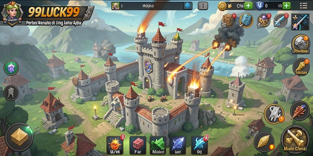 Tampilan gameplay Tower Defense yang seru di 99LUCK99.