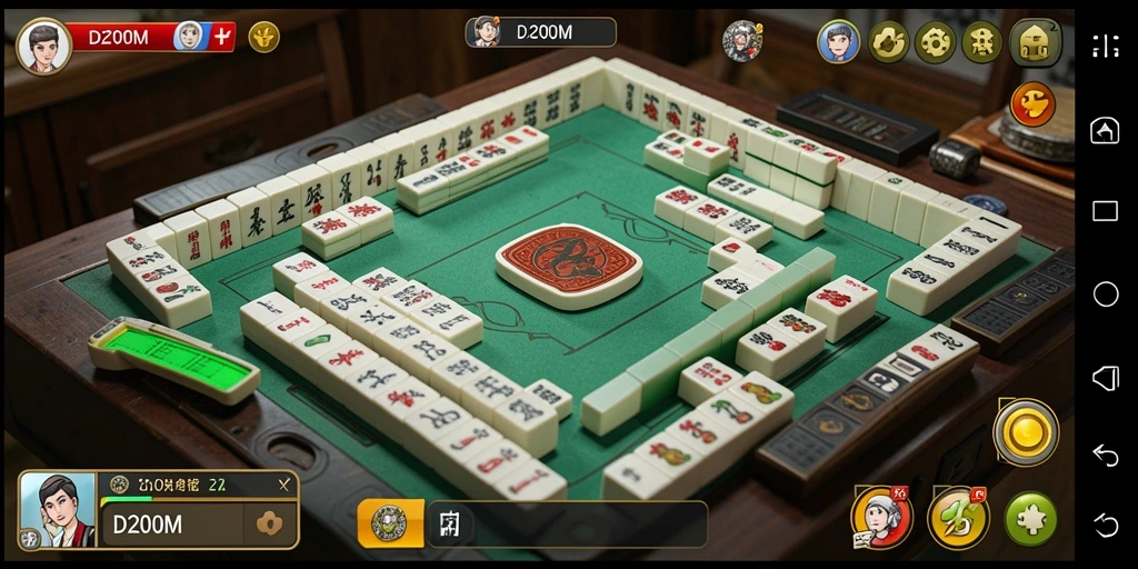 Screenshot D200M menunjukkan gameplay Mahjong yang mendebarkan.