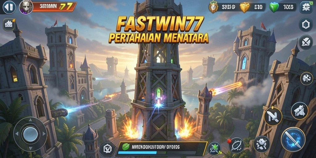 Tampilan gameplay FASTWIN77 yang menarik dalam mode Tower Defense.