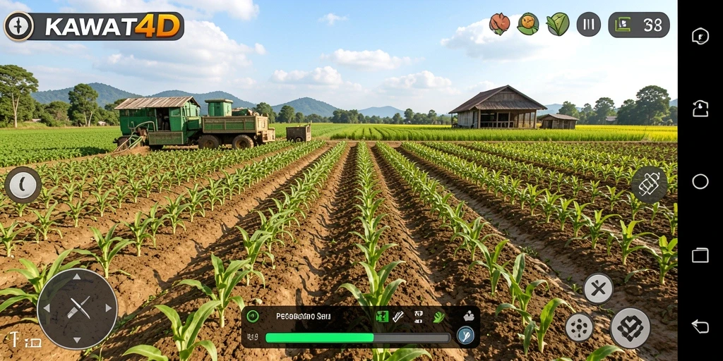 Screenshot KAWAT4D menunjukkan aktivitas bertani yang menarik.