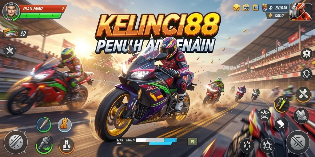 Tampilan screenshot KELINCI88 menampilkan balapan motor yang seru dan menegangkan.