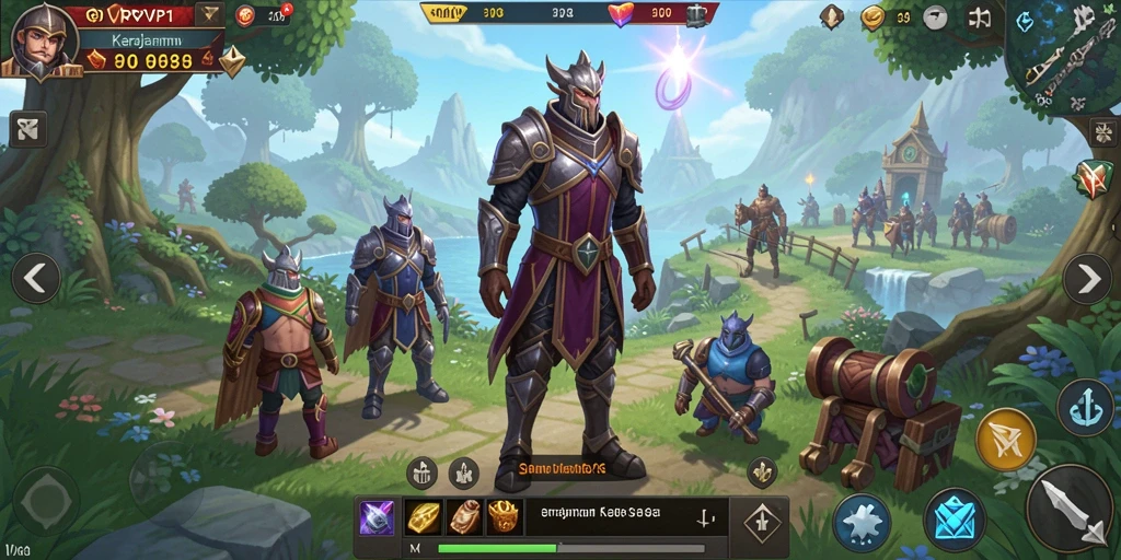 Tangkapan layar gameplay RPVIP1 menampilkan strategi pembangunan kerajaan.