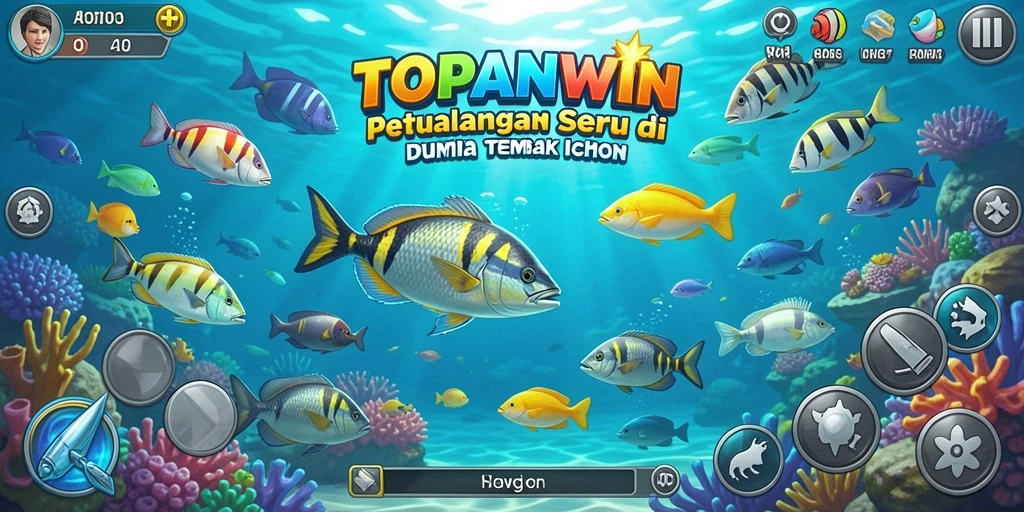Tampilan gameplay seru di dunia Tembak Ikan TOPANWIN.
