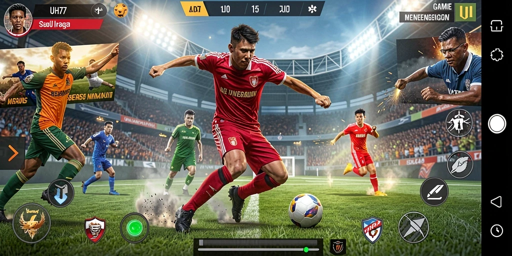 Tampilan gameplay UH77 yang mendebarkan dan penuh aksi olahraga.