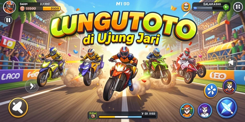 Tampilan gameplay menegangkan di UNGUTOTO saat balapan.